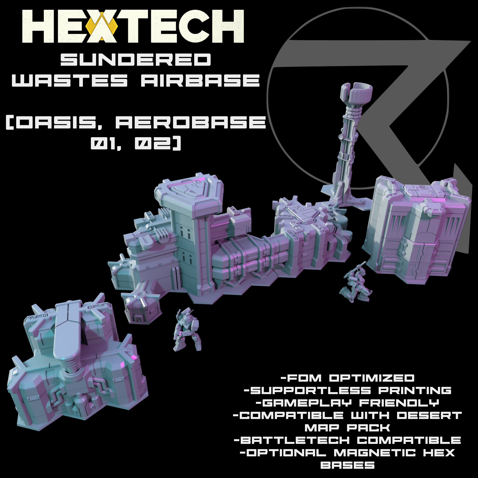 HEXTECH Sundered Wastes Airbase Core set for Battletech