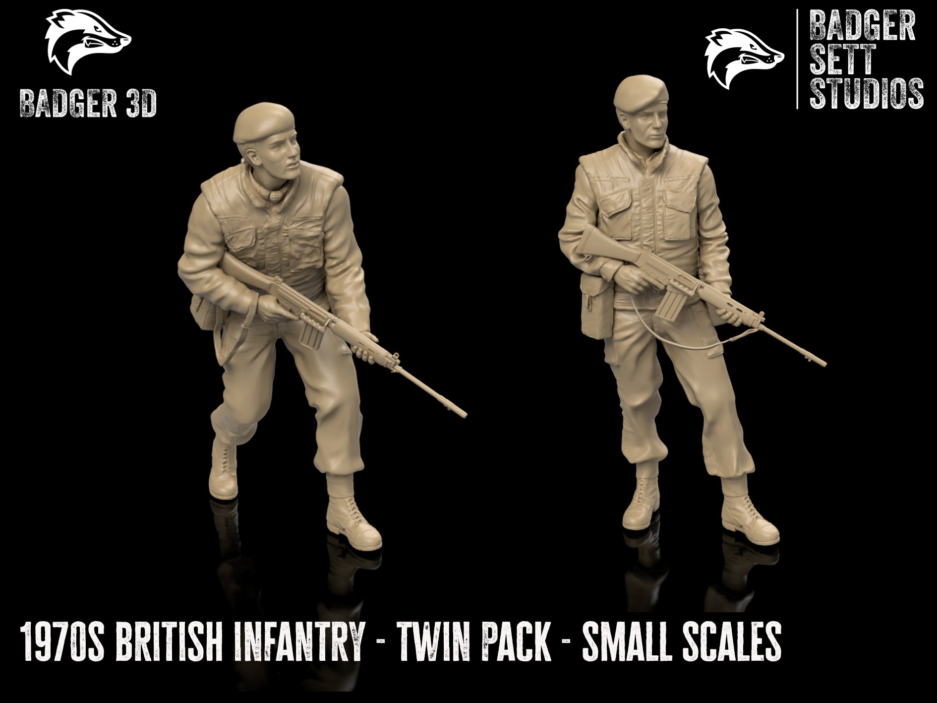 1970s British Infantry Figures x 2 - Small Scales (No1 & No2)