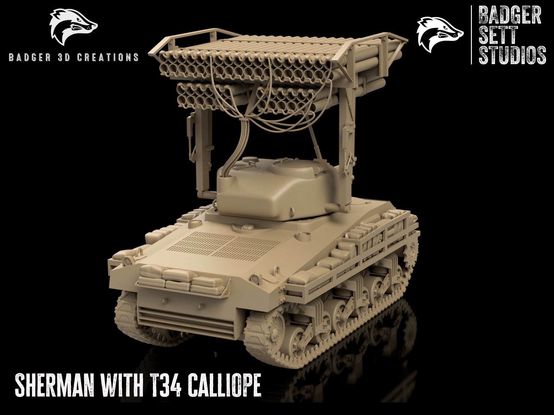 WWII US M4A3 Sherman with T34 Calliope