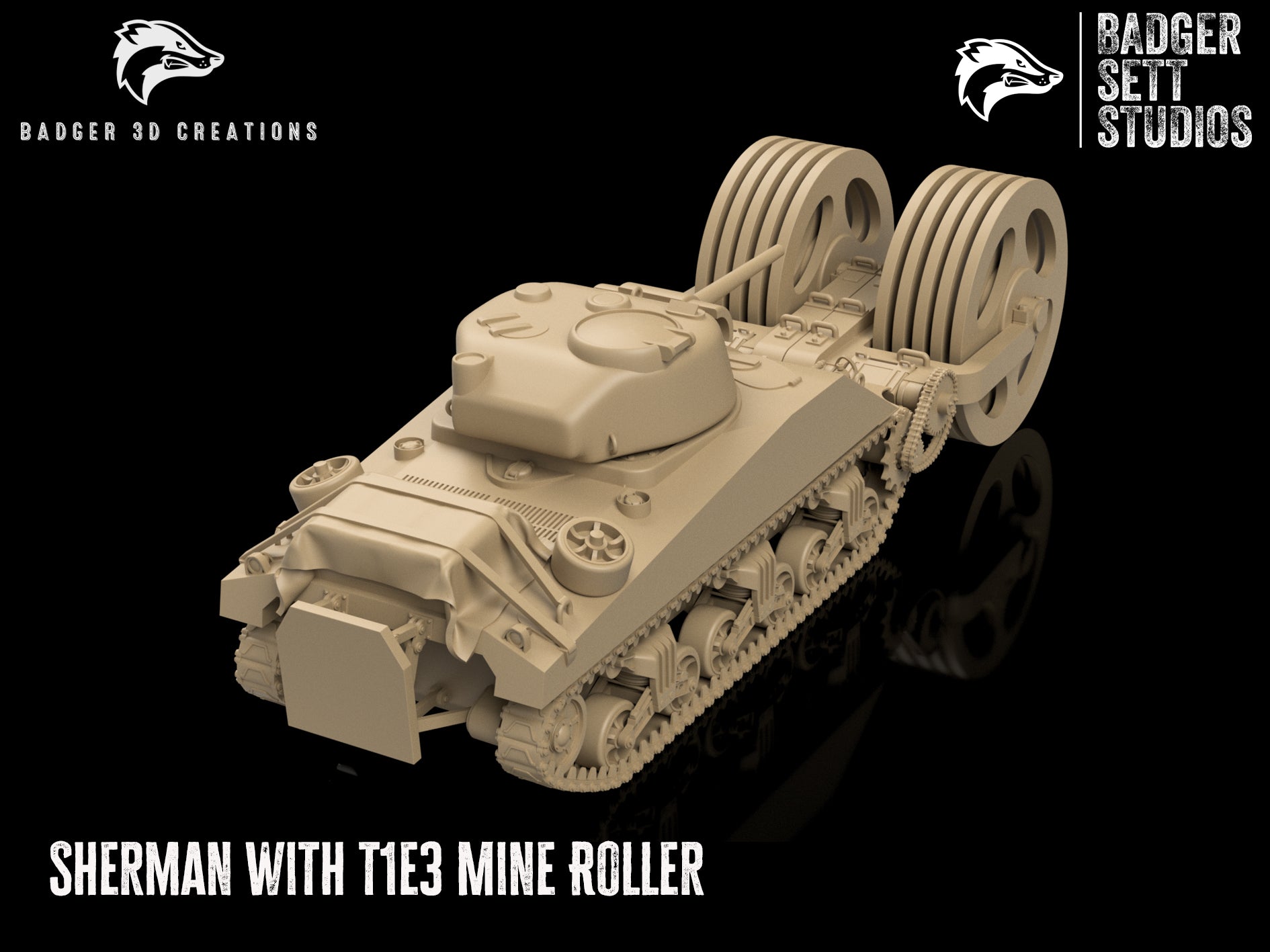 WWII US M4A3 Sherman with T1E3 Mine Roller