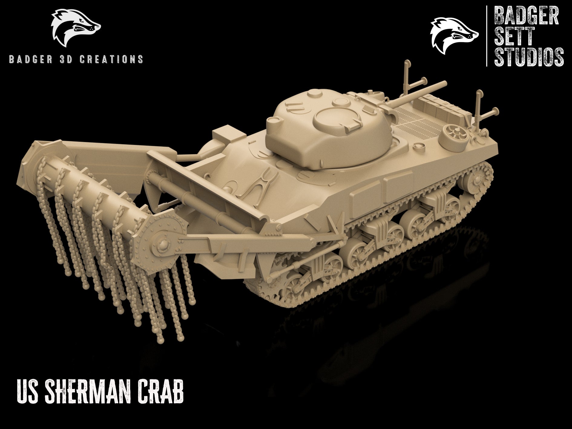 WWII US Sherman Crab with 2 Flails