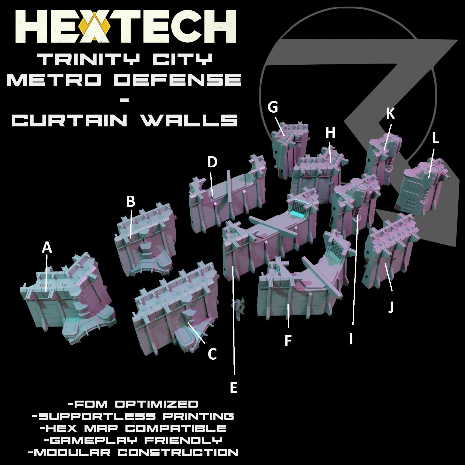HEXTECH Metro Defence Walls for Battletech