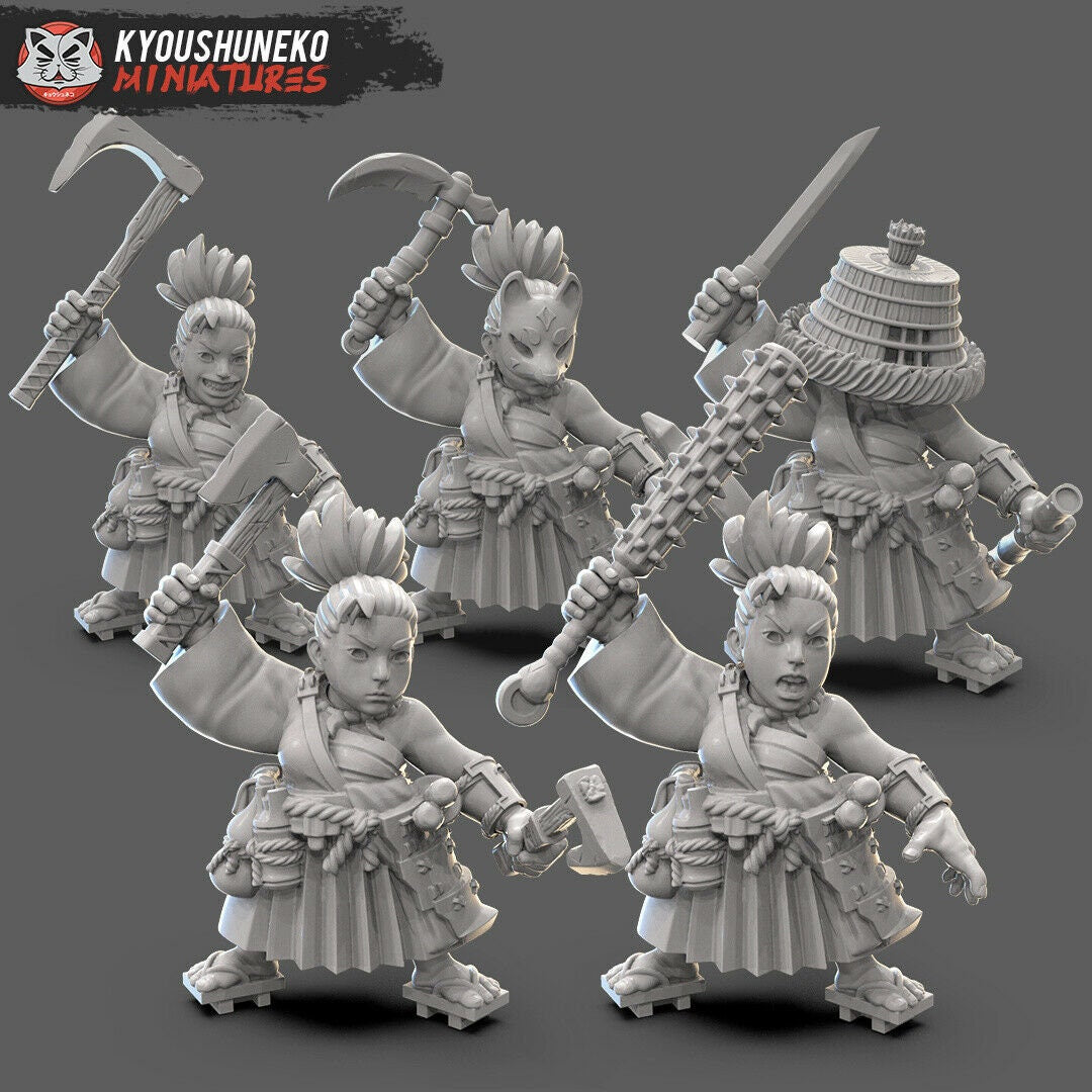 Kyoushuneko 5 x Female Dwarf Samurai Ronin