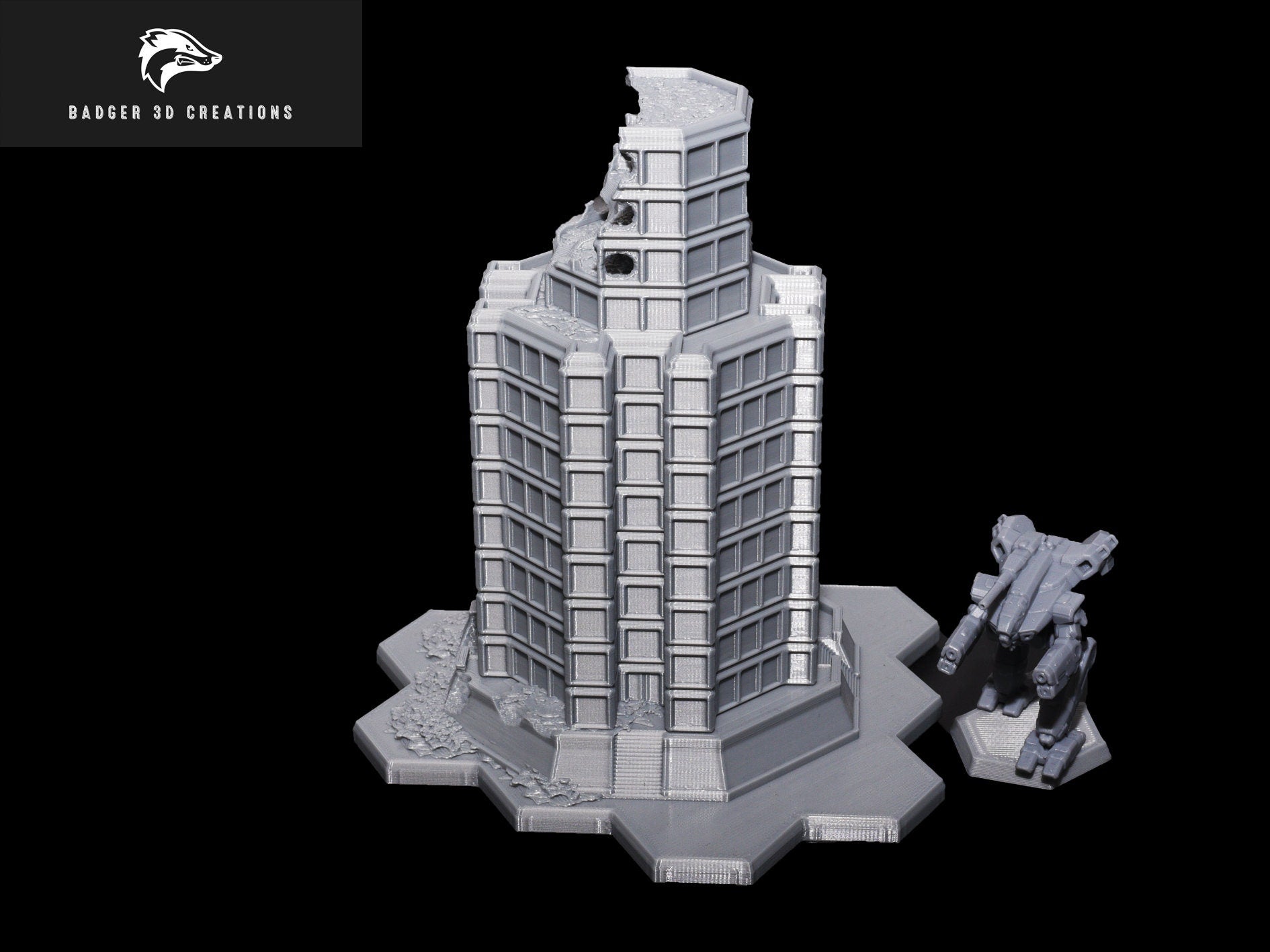 3D Printed Ruined Corporate Tower